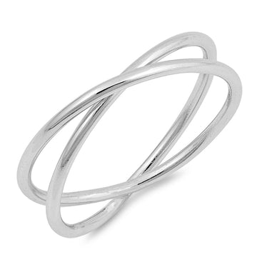 Crisscross Crossover Simple Plain Band Ring 925 Sterling Silver